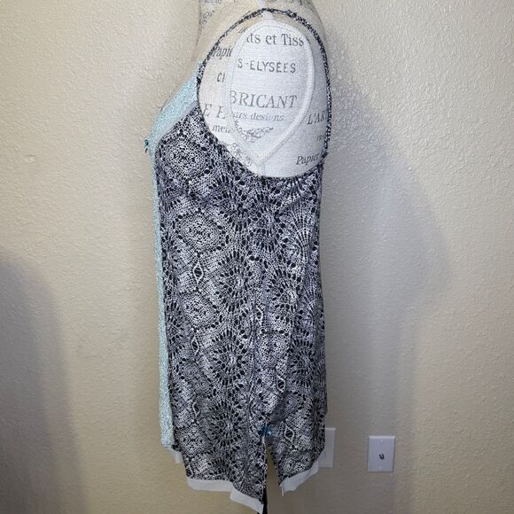 Cosmopolitan Nightie Slip Black and White Patterned With Blue Lace Size Large - Picture 8 of 16